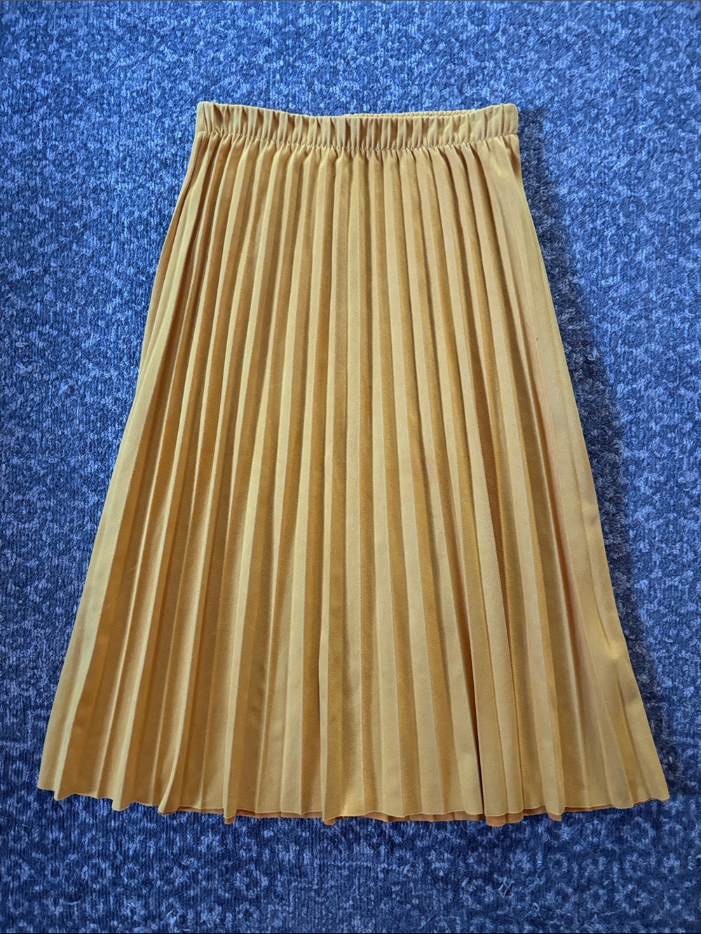 Zara Pleated Sueded Midi Skirt in Mustard Yellow